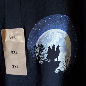 Black Canyon Mens 3XL Black Short Sleeve Cotton T Shirt Wolf Print Made In USA